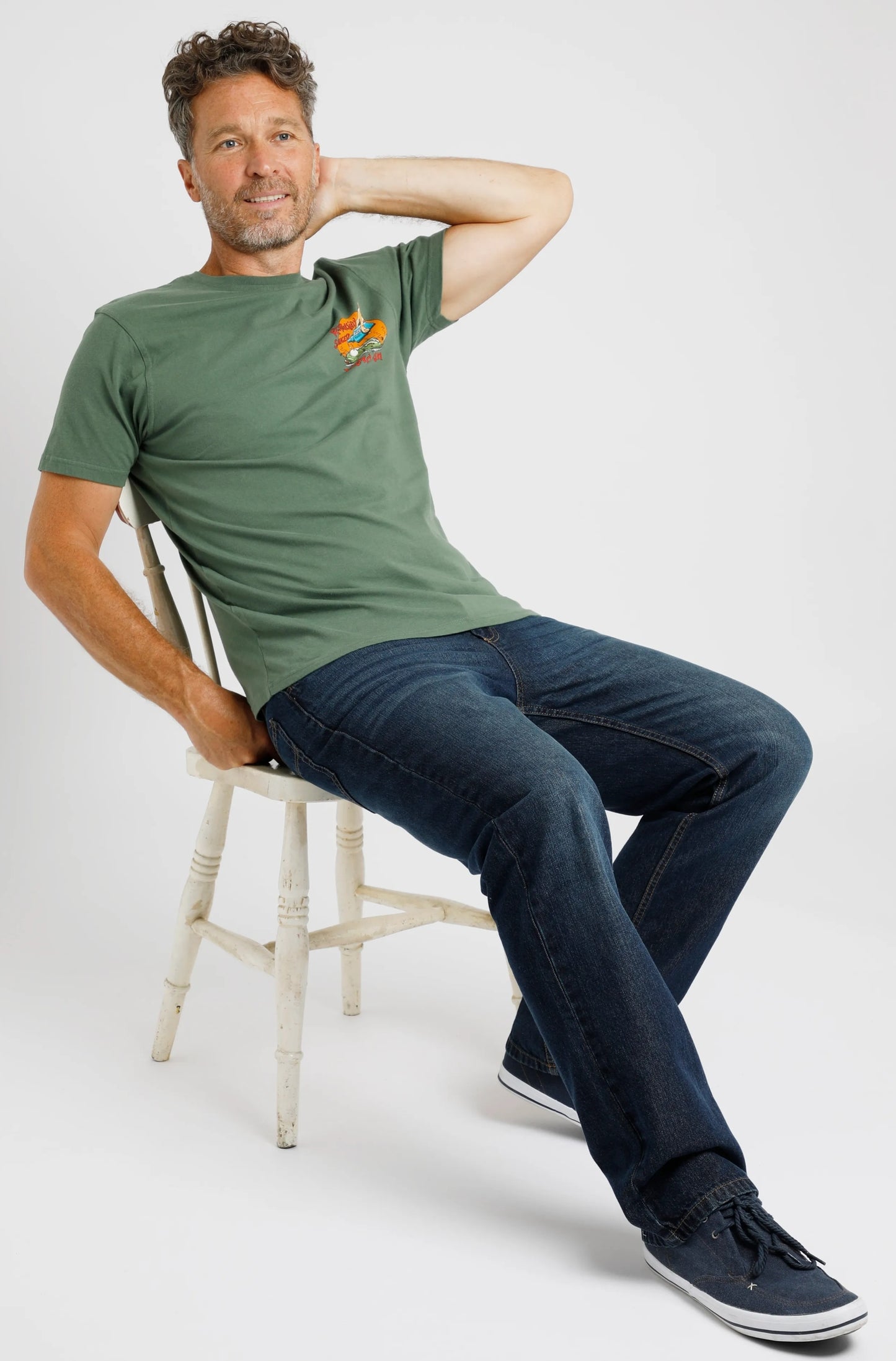Weird Fish Mens 'Responsibly Sauced' Printed Tee - Military Green