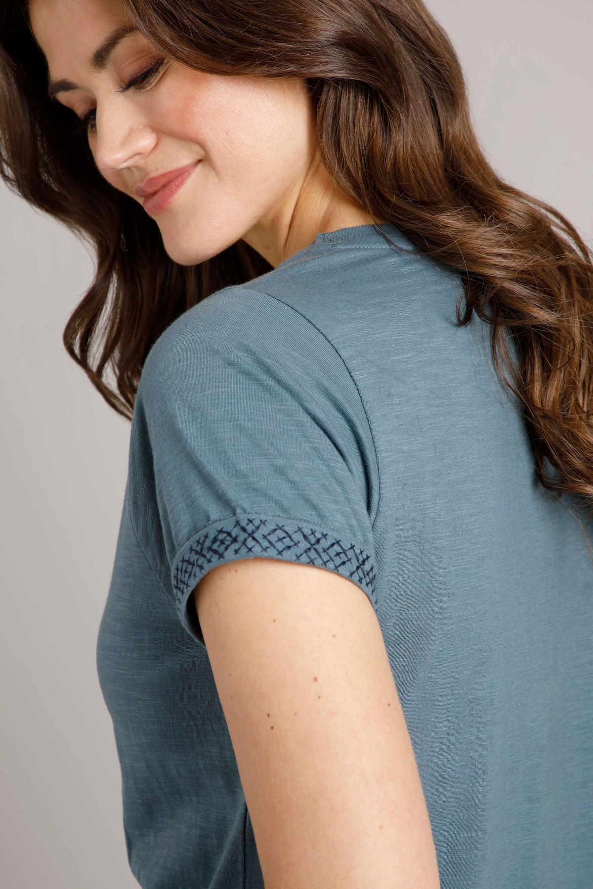 Weird Fish Womens 'Trinity' Short Sleeve Tee - Dusty Blue