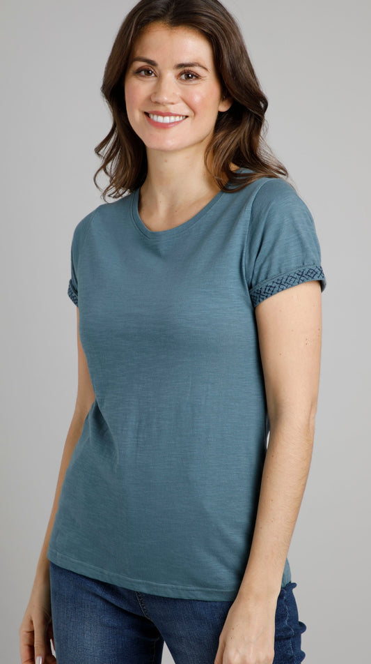 Weird Fish Womens 'Trinity' Short Sleeve Tee - Dusty Blue