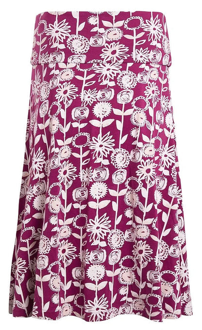 Weird Fish Womens 'Malmo' Floral Print Jersey Skirt - Boysenberry
