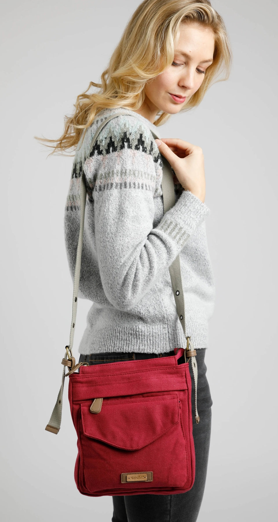 Weird Fish Norton Canvas Cross Body Bag Rich Red Salt Cellar