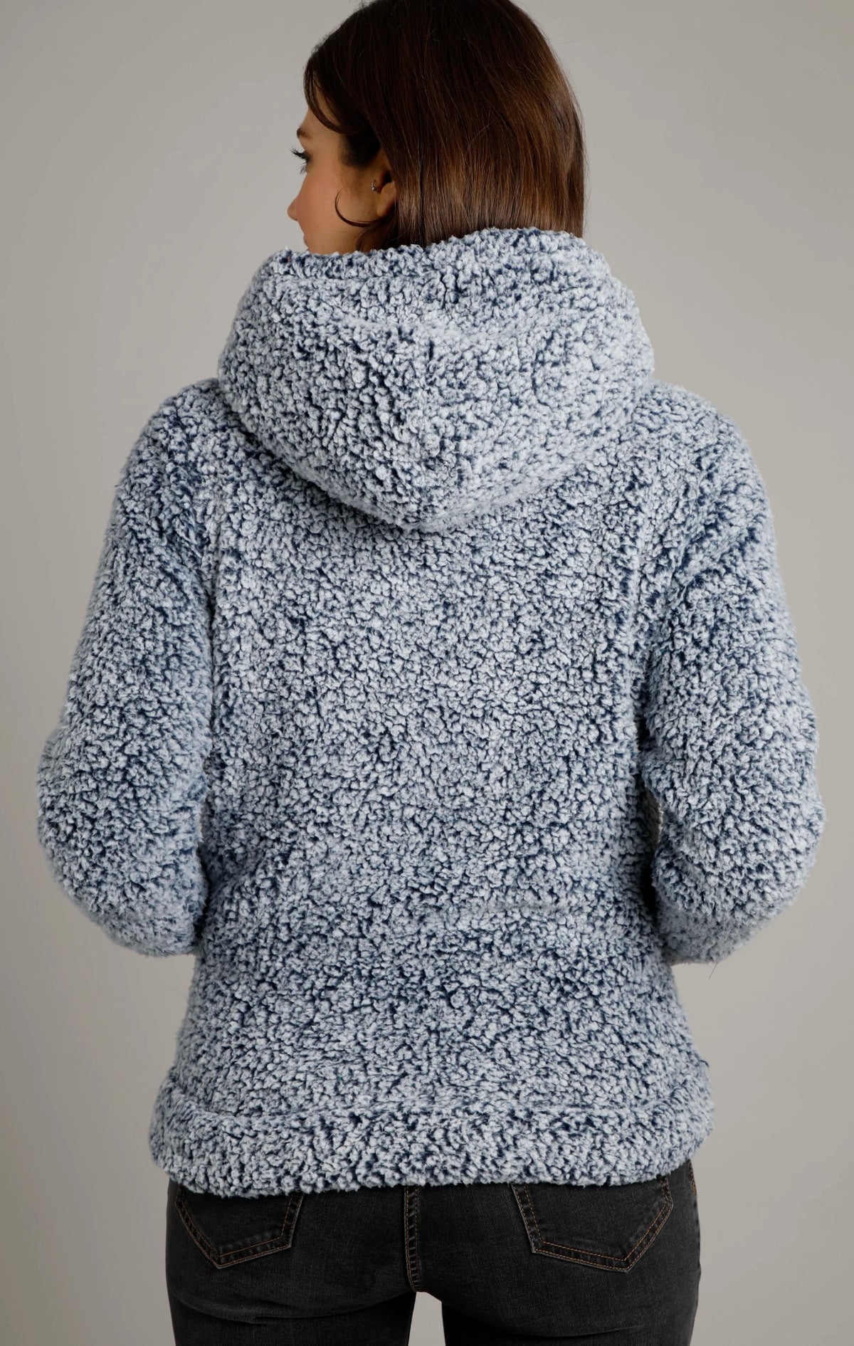 Weird Fish women's Yara cosy hooded fleece in navy.