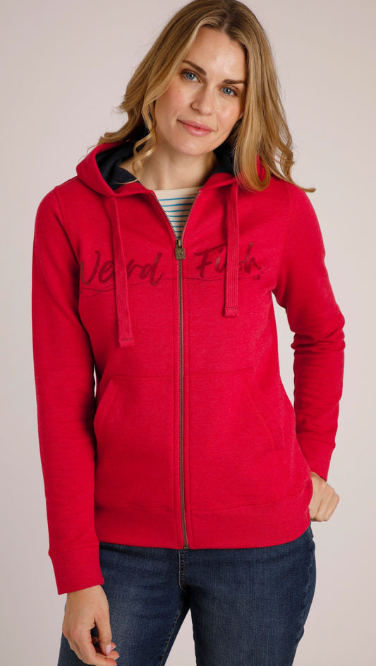 Weird Fish Womens 'Emiko' Full Zip Hoodie - Berry