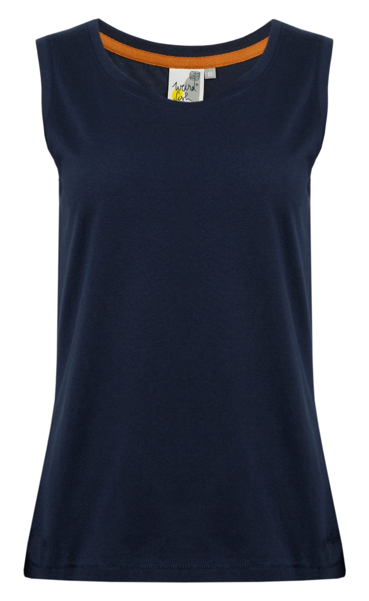Weird Fish women's plain high neck Calle vest in Navy.