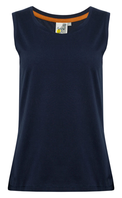 Weird Fish women's plain high neck Calle vest in Navy.